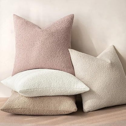 MIULEE Textured Boucle Throw Pillow Cover Pink Accent Solid Lumbar Pillow Case Spring Valentine Decorative Soft Pack of 1 Couch Cushion Chair Sofa Bedroom Livingroom Home Decor,12x20 Inch