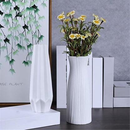 Peohud 4 Pack White Ceramic Vases, 9.5 Inch Tall Flower Vases for Home Decor, Modern Minimalist Floral Vase for Table Shelf Bedroom Kitchen Living Room Centerpieces