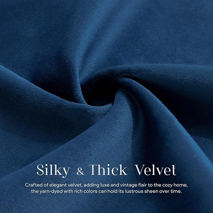 Phantoscope Pack of 2 Velvet Throw Pillow Covers, Decorative Soft Velvet Pillows Accent Double-Sided Gusseted Design, Square Cushion Case for Couch Sofa Bed, Navy Blue, 18 x 18 inches 45 x 45 cm