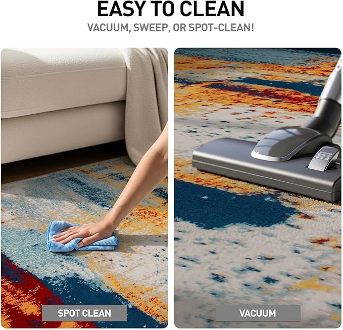Rugshop Sky Collection Abstract Area Rug, Carpet with Jute Backing for Office or Small Living Space, 3'3" x 5'