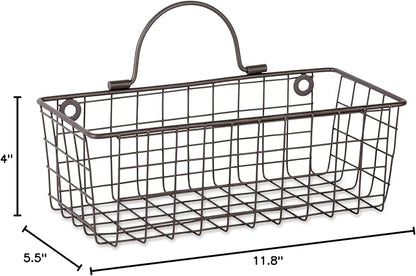 DII Farmhouse Vintage Décor, Wire Wall Basket, Small, Bronze, 2 Piece