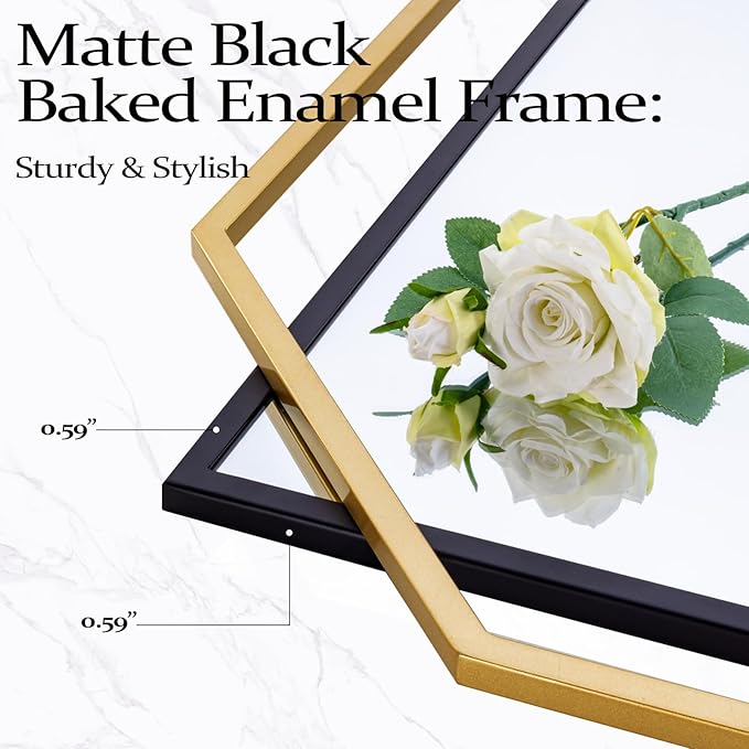55"x28" Black Large Decorative Vanity Wall Mirror, with Gold Metal Frame, Modern Accent Horizontal Mirror for Living Room, Bedroom, Entryway
