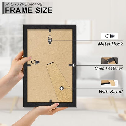 Engineered Wood 5x8 Picture Frame Set of 6, Black Frame for 5 x 8 Inch Picture Poster Photo, Light Weight 5 by 8 Frame with Wood-grain for Wall - 6 Pack/Black/5"x8"