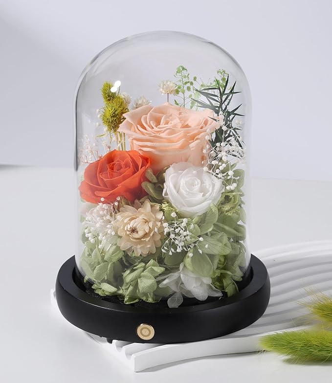 FIACO Preserved Flowers Rose Gifts for Women, Birthday Gifts Eternal Rose in Glass Dome Long-Lasting Real Forever Flowers Gifts for Mom Grandma Wife Girlfriend