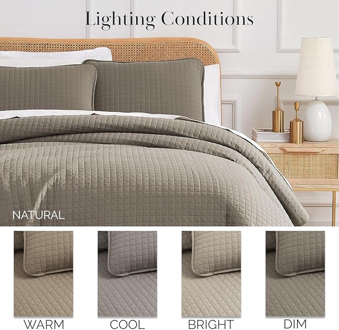 Southshore Fine Living, Inc. Quilt Comforter Twin XL Bedding Set for College Dorm Room, Bedding Essentials, Stain Resistant, Machine Washable Bed Spread, XL/Twin Comforter Set with Sham, Dark Taupe
