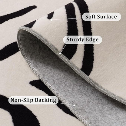 YIHOUSE Tiger Washable Area Rugs 6'x9', Black and Beige Modern Rug for Living Room, Bedroom, Ultra Thin Animal Stripe Print Rug for Girls Boys Nursery, Playroom, Dorm Room