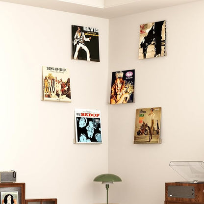 upsimples 8 Pack Vinyl Record Wall Mount Shelves, 12" Vinyl Holder for Album Record Storage & Display, Clear Acrylic Floating Shelves for Wall Decor, Kids Bookshelf, Magazine Rack, Picture Ledge | Vinyl Holder, Album Record Storage, Display, Wall Decor...