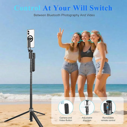 Magnetic Auto Face Tracking Selfie Stick Tripod for iPhone 70.9" Automatic Portable Phone Camera Tripod Stand with Remote, 360 Rotation Follows Your Movement for Video Recording, Travel, Vlogging