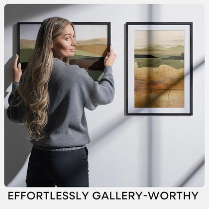 Homeforia 10x30 Black Wood Picture Frame, High End Oak 10x30 Poster Frames with Mat 8x24 Print, 10 x 30 Black Wooden Frames Matted to 8 by 24, 30x10 Panoramic Frame, Tempered Glass, Wall Kit, Set of 1