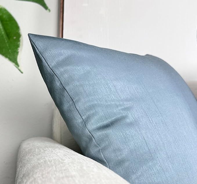 Aiking Home 26x26 Inches Faux Silk Square European Shams, Zipper Closure, Slate (Set of 2)