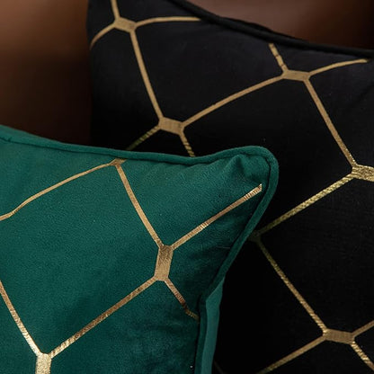 WACOMECO Gold Throw Pillow Covers, Pack of 2 Soft Velvet Decorative Cushion Covers for Couch Sofa Home Decoration, Emerald Green, 20x20 Inch