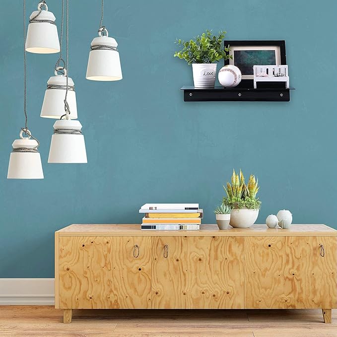 Blulu 8 Pcs Acrylic Floating Shelf, Invisible Wall Mounted Shelf for Book Plants Picture Makeup Record Display in Living Room, Bathroom, Bedroom, Kitchen, Office(14 x 5 x 2 Inches,Black)
