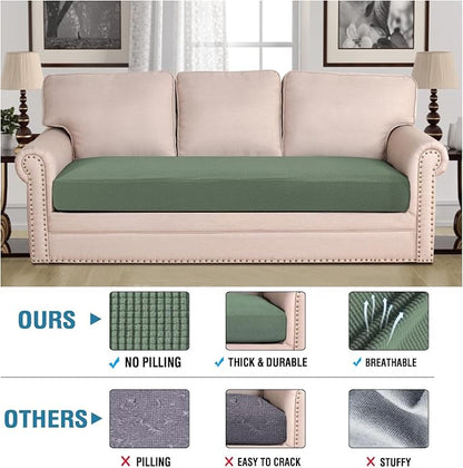 H.VERSAILTEX Super Stretch Individual Seat Cushion Covers Sofa Covers Couch Cushion Covers Slipcover Sets Thick Jacquard Textured Twill Fabric (1 Piece Sofa Cushion Cover, Loden Frost)