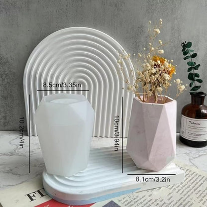 Hexagon Diamond Vase Plaster Concrete Flower Pot Silicone Mold Succulent Plants Cement Clay Mold Pen Holder Mould Home Decor Ornament