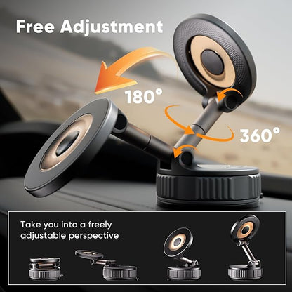 Phone Holders for Your Car, Car Phone Holder for Magsafe [120+ LB Strongest Suction & 2800gf Strongest Magnetic] 360° Adjustable Magnetic Car Phone Mount for iPhone 17 Pro Max 16 15 14 13 12 Air Plus