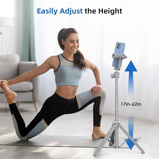 67" Phone Tripod, MIIASI Extendable Tripod for iPhone, Selfie Stick with Remote and Phone Holder, Compatible with iPhone/Android/Camera, Light Stand