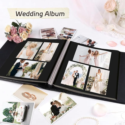 RECUTMS Scrapbook Photo Album for Any Sizes 4x6 5x7 8x10 DIY Photo Album Self Adhesive 30 Pages Button Grain Leather Picture Album Baby Family Wedding Anniversary Photos Book (Wine Red)