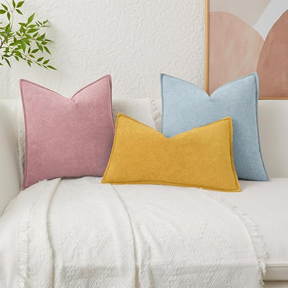 Kevin Textile Waterproof Decorative Pillow Covers Light Blue 26x26 Inch Pack of 2 Soft Boucle Textured Euro Pillowcases Elegant Accent Pillows for Couch Sofa Chair Bed Home Decor Indoor Outdoor