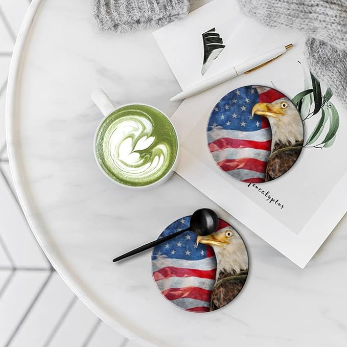 Coasters Set of 6 Ceramic Drink Coaster with Cork Base Modern Style Coasters for Mugs and Cups Office Kitchen 4 in