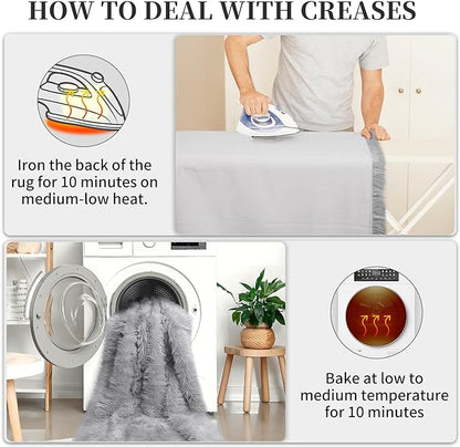 Grey Fluffy Rug for Bedroom, 2'X6' Faux Fur Rug for Runner, Gray Soft Shag Rug for Sofa Couch Cushion, Cozy Shaggy Fuzzy Plush Floor Carpet for Nursery, Cute Bedside Dorm Home Decor Rectangle