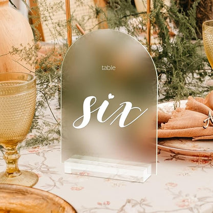 4x6 Inch Frosted Arch Acrylic Sign with Clear Stand-10 Pack Frosted Arched Acrylic Blank Table Signs with Holder, DIY Arch Sign Blank for Wedding Table Numbers