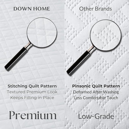 King Quilt Set with Shams Lightweight Quilted Bedspread Coverlet Thin Comforter Bed Cover Vintage Washed Quilted Blanket for All Season, Brushed Microfiber Diamond Stitching, White, 104"x92"