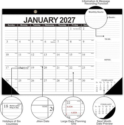 Kyweel 2026-2027 Desk Calendar, 18 Month Desk Calendar/Wall Calendar Combo, 17" x 12", Jan 2026-June 2027, Highlight Holidays, Planning Calendar, Thick Paper
