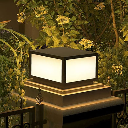 Pillar Lamp Post Light, Fence Deck Cap Light Lantern Column Lamp for Flat Surface Patio Garden Decoration with IP55 Waterproof E26 LED Bulb (Electric Powered)
