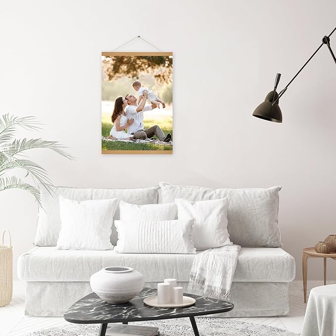 SZDHHH Custom Photo Prints with Magnetic Hanger Frame Canvas Poster Prints With Your Photos Personalized Hanging Poster Pictures Wall Art Decor Framed for Home Decor Gifts Keepsakes (16" Lx12 W)