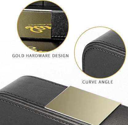 SANZIE Luxury Leather Tray Desktop Storage Catchall Organizer Decorative Tray for Entryway Table to Hold Jewelry Watch Keys Phone Wallet (Metal Glided, Black)