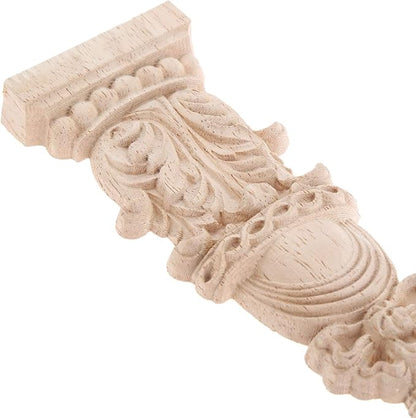 MUXSAM Wood Carved Appliques Onlays, Unpainted Carving Decals Mouldings Trim for Window Door Frame Rome Column Wall Mantel Dresser Fire Stove Surround Decor, 30x7cm/11.81"x2.76" (4-Pack)