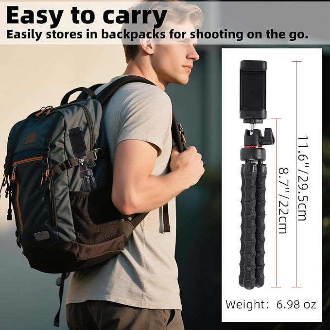 Mini Cell Phone Tripod, 3 in 1 Flexible Phone Tripod with Wireless Remote for Video Recording Vlogging Selfie, Portable Small Tripod Stand Compatible with iPhone, Samsung, 4.7''-7'' Phones