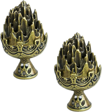 3 PCS Mini Brass Lotus Incense Holder, Small Flower Vintage Cone Incense Burner with Lid - Elegant Desktop Ash Catcher for Home, Office, Yoga, Meditation, Spa, Teahouse Decor (Bronze, 2.7×3cm)