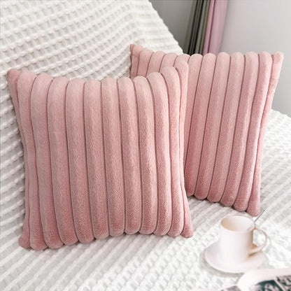 2 Pack 16x16 Pillow Cover Velvet Pillow Covers, Faux Fur Square Throw Pillow Covers for Living Room Decorations Throw Pillow Case, Throw Pillow Cover Cushion Cover for Home Sofa Bedroom Car, Pink