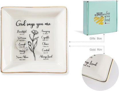 HOME SMILE Ceramic Ring Dish Jewelry Tray for Mom Sister Friends