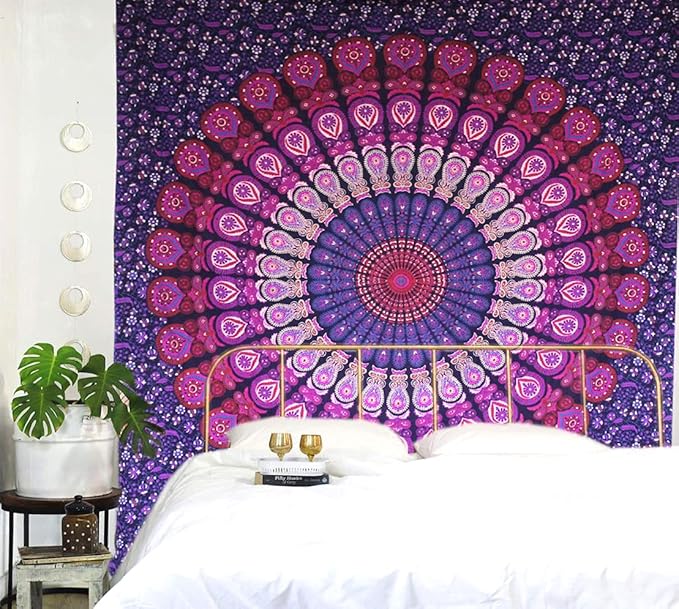raajsee purple Tapestry- Best Mandala Wall Hanging- Mandala Tapestry For Bedroom Aesthetic-Size Medium (52x60 Inches / 132x152 Cms)