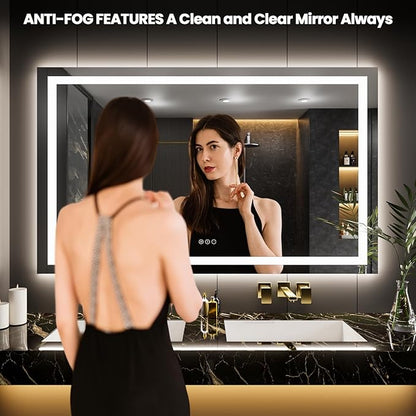 LOAAO 55"X40" LED Mirror for Bathroom, Lighted Bathroom Mirror with Lights, Anti-Fog, Dimmable, Memory Function, Easy to Install, Clear Reflectionn