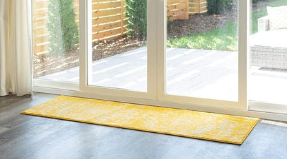 Rugs.com Arlington Collection Rug – 6 Ft Runner Yellow Medium-Pile Rug Perfect for Hallways, Entryways