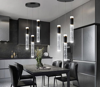 Mini Chandelier for Kitchen Island Modern Crystal Pendant Lighting LED Dining Room Hanging Lights Cylinder Drop Lights Ceiling Lighting Fixture Kitchen Sink Bedroom Bathroom 2700K 6000K