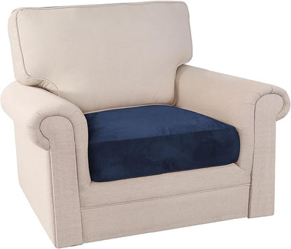 PrinceDeco Stretch Velvet Couch Cushion Cover,Soft Fitted Cushion Slipcover for Arm Chair Sofa Cushion Furniture Protector Seat Cushion Sofa Cover Width Up to 29.5", Navy