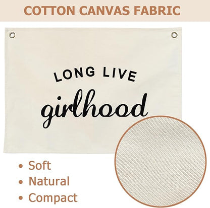 Canvas Banner Hanging Flag Banner for Nursery and Playroom Wall Décor for Kids Trendy Room Décor for Boys and Girls (Girlhood)