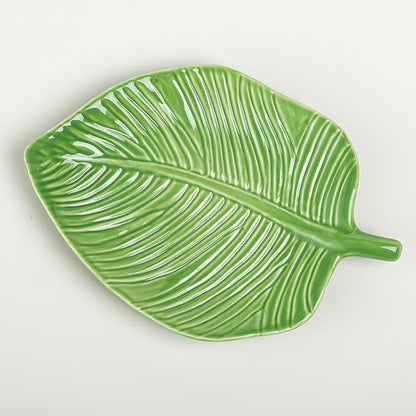 Ceramic Jewelry Tray Trinket Dish, Jewelry Dish for Women, Banana Leaf Ceramic Plate, Ring Dish Holder for Earrings Necklace Organizer, Mother's Day Christmas Birthday Gift
