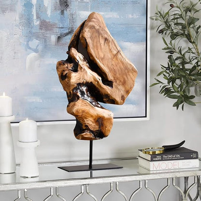 WELLAND Irregular Cedar Wood Sculpture 8.75" W x 1.75" D x 17.75" H Natural Edge Tabletop Statues, Handmade Ornaments, Décor for Living Room, Home Office, Bedroom,