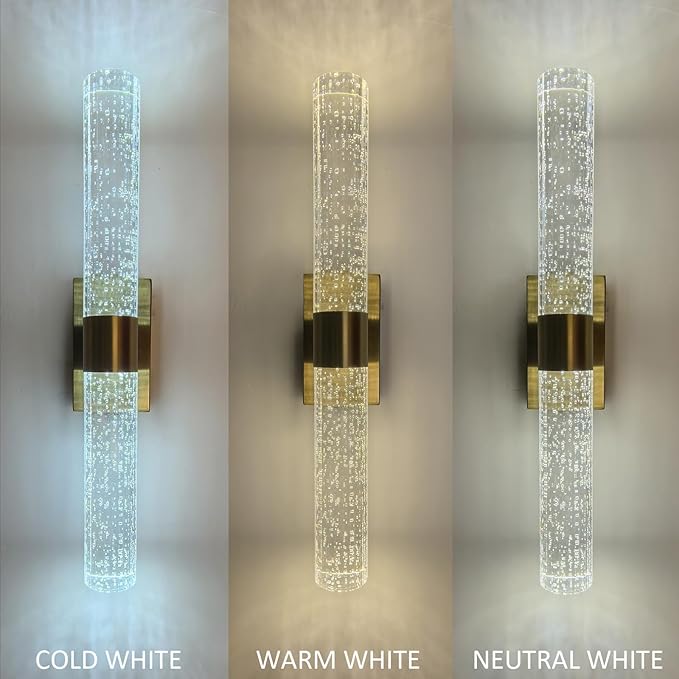 Cordless Rechargeable Crystal Wall Sconces Battery Operated Set of 2 | Brushed Gold Crystal Wall Lights Battery Sconces Wall Decor Picture Light for Living Room Bathroom Bedroom (2 Pack, Gold, 15.5'')