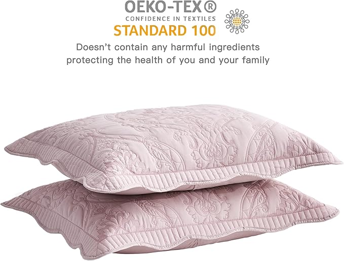 CHIXIN Microfiber King Pillow Shams Set of 2 - Quilted Decorative Pillow Covers - Seaglass - Size (20" x 36")