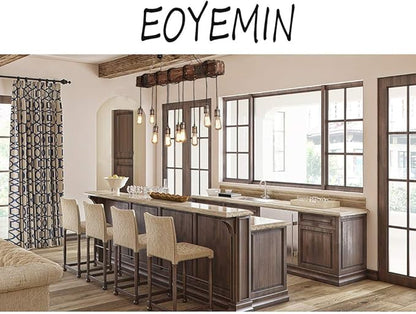 10-Lights Rustic Chandelier Wooden Retro Pendant Light Industrial Suspension Light Wood Chandelier -line can be Adjusted Freely