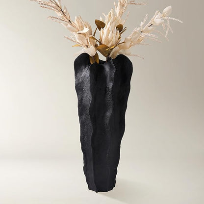 Playa Floor Vase, Organic Modern Sculptural Vase with Textured Finish, Minimalist Statement Piece for Contemporary Home Decor & Interior Design, Black