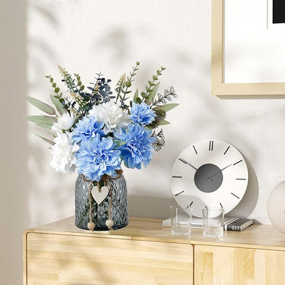 Leftover Fake Flowers in Vase,Faux Flowers in Vase,Table Centerpieces for Dining Room,Flower Centerpieces for Tables,Artificial Flowers,Kitchen Decor,Coffee Table Decor