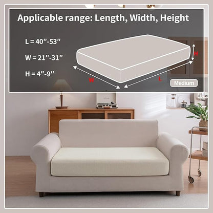 Sectional Couch Covers, Wear Resistant Stretch Sofa Covers Washable Soft Couch Cushion Covers Anti Slip Furniture Protector Sofa Slipcovers for Pets (1 Piece Loveseat Cover, Ivory)