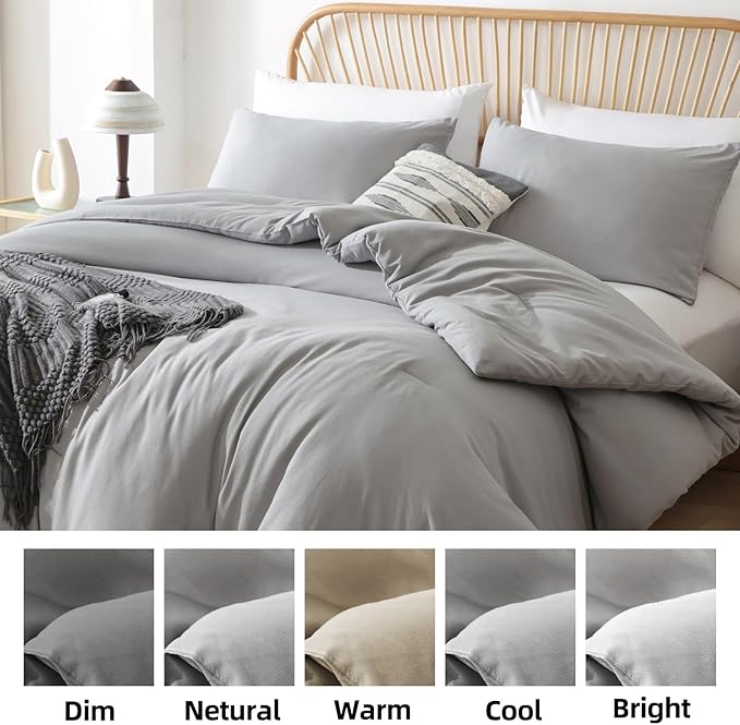 ROSGONIA Oversized King Comforter 128x120, 3pcs Super King Plus Comforter (1 Gray Comforter & 2 Pillowcases) Lightweight Oversized King Bedding Set Quilt